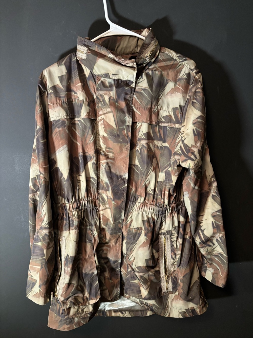 Ciao Milano Women's Brown Camouflage Utility Anorak Jacket-Medium
